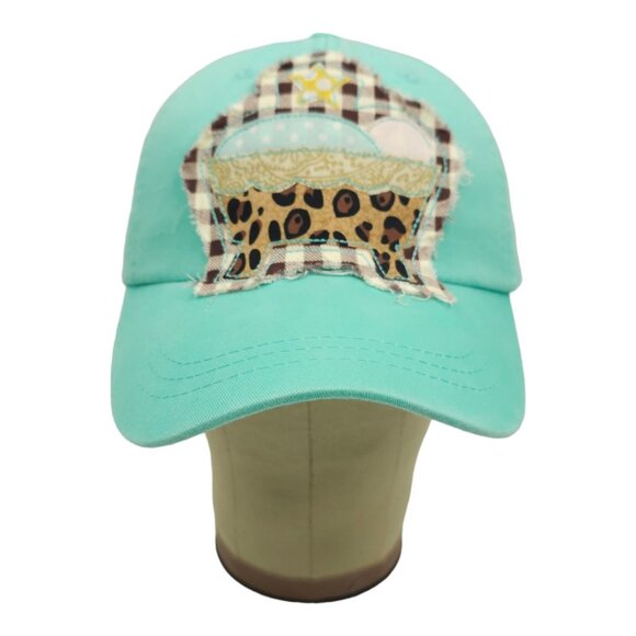 Adams Embroidery Applique Baby Crib Tuck Strap Teal Cap Star Animal Print Hat - Picture 9 of 13